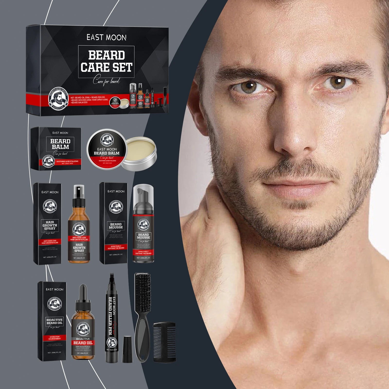 1set Men Sandalwood Beard Care Set