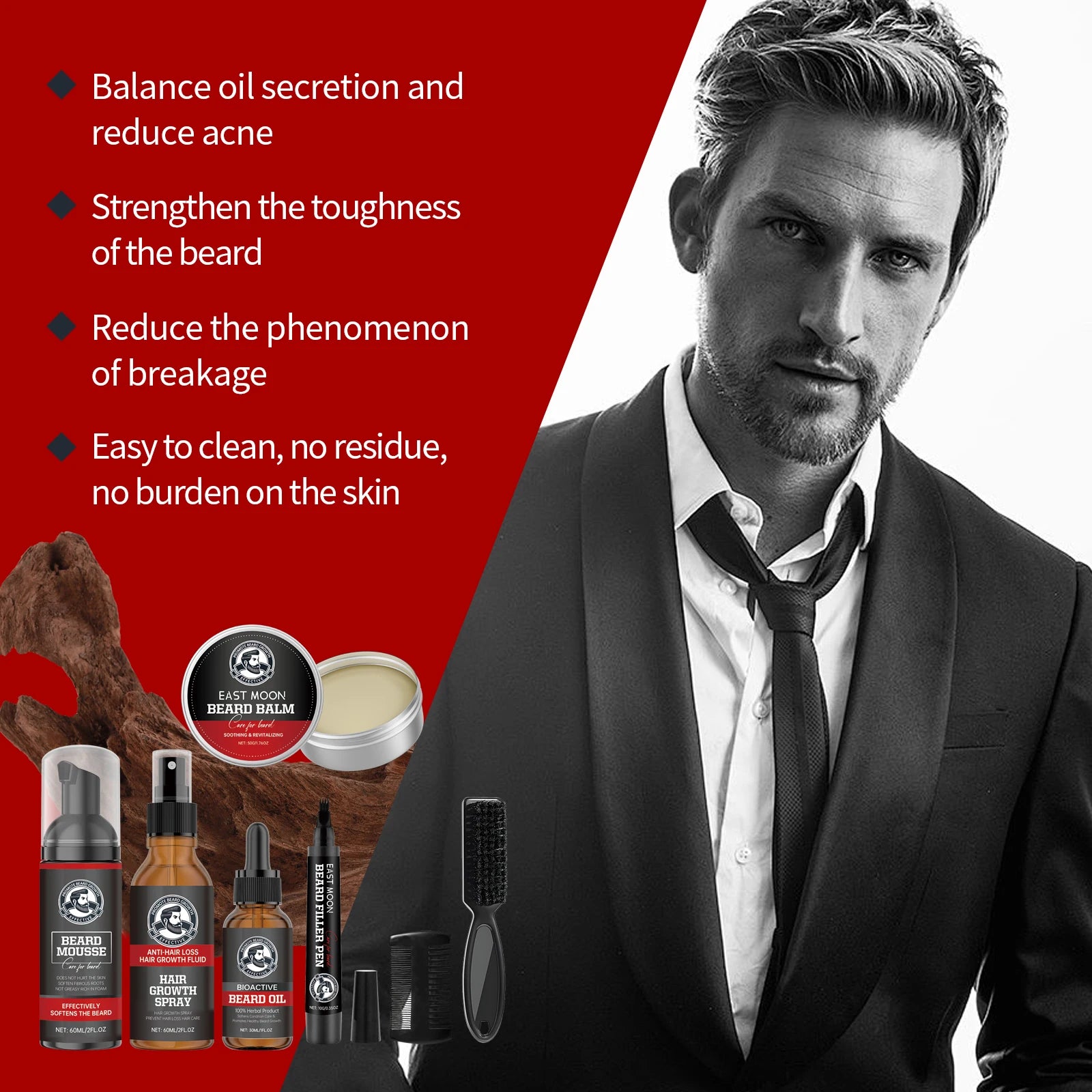 1set Men Sandalwood Beard Care Set
