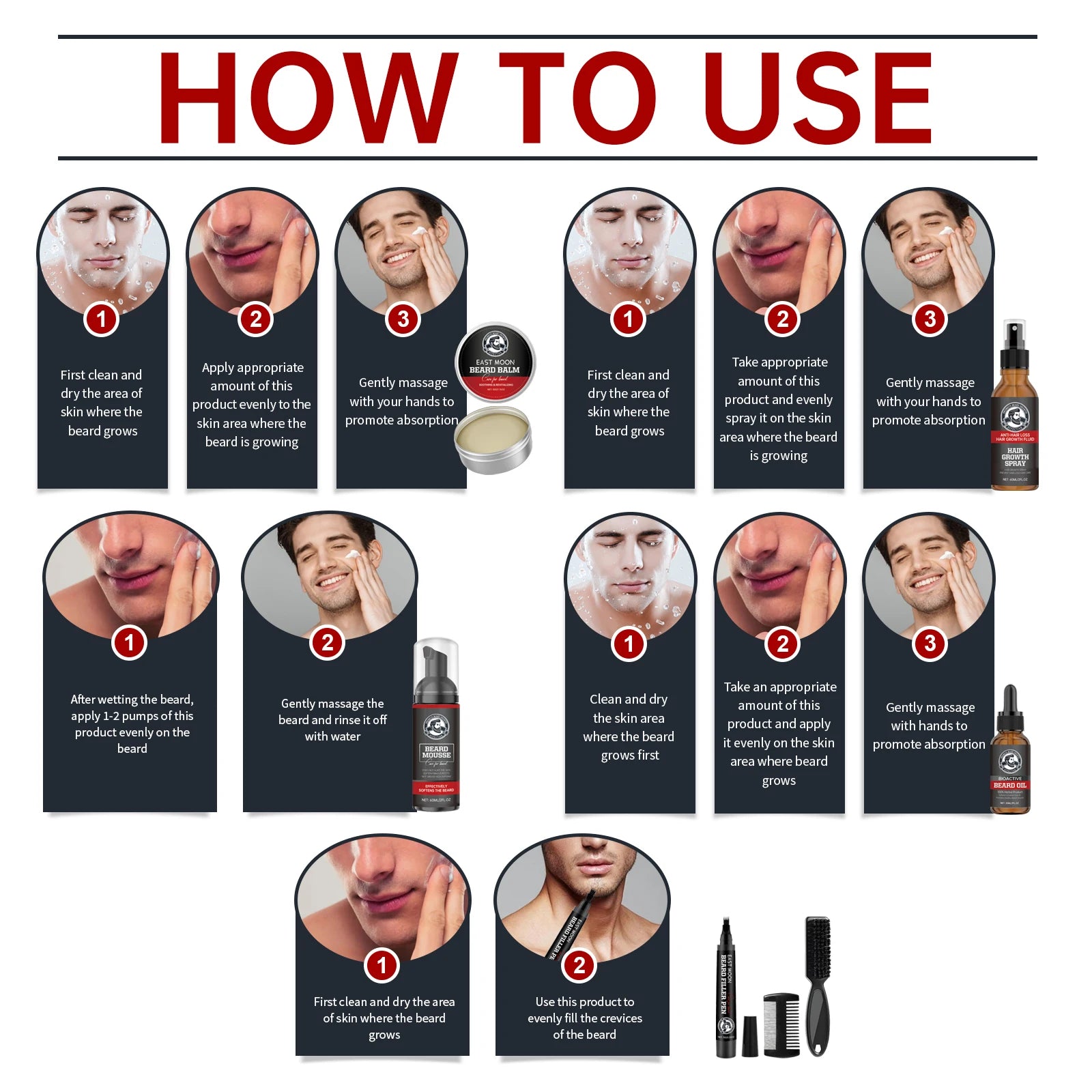 1set Men Sandalwood Beard Care Set