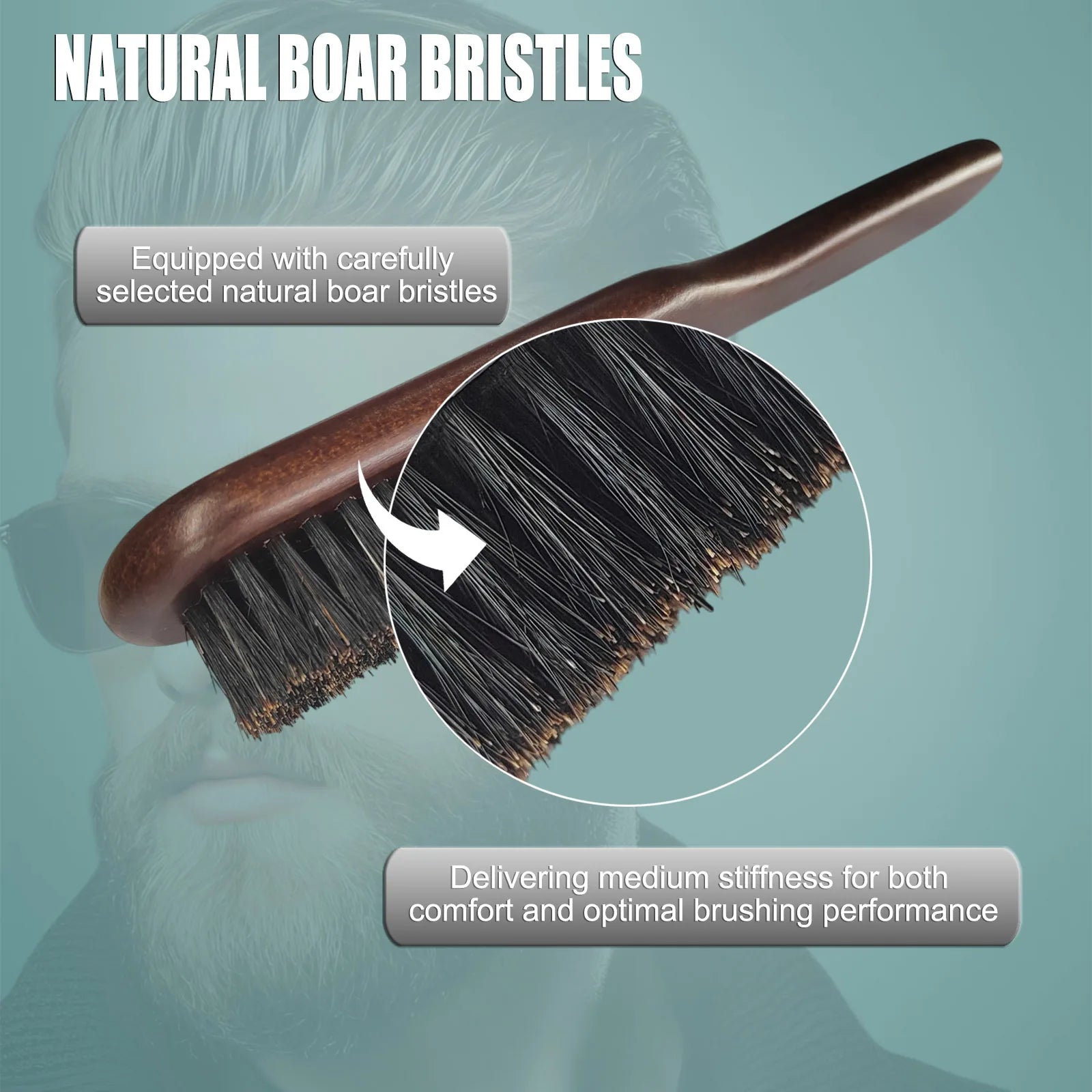 Beard Brush Retro Wood Handle