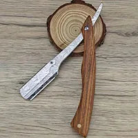 Tan wood handle blade shaving razors