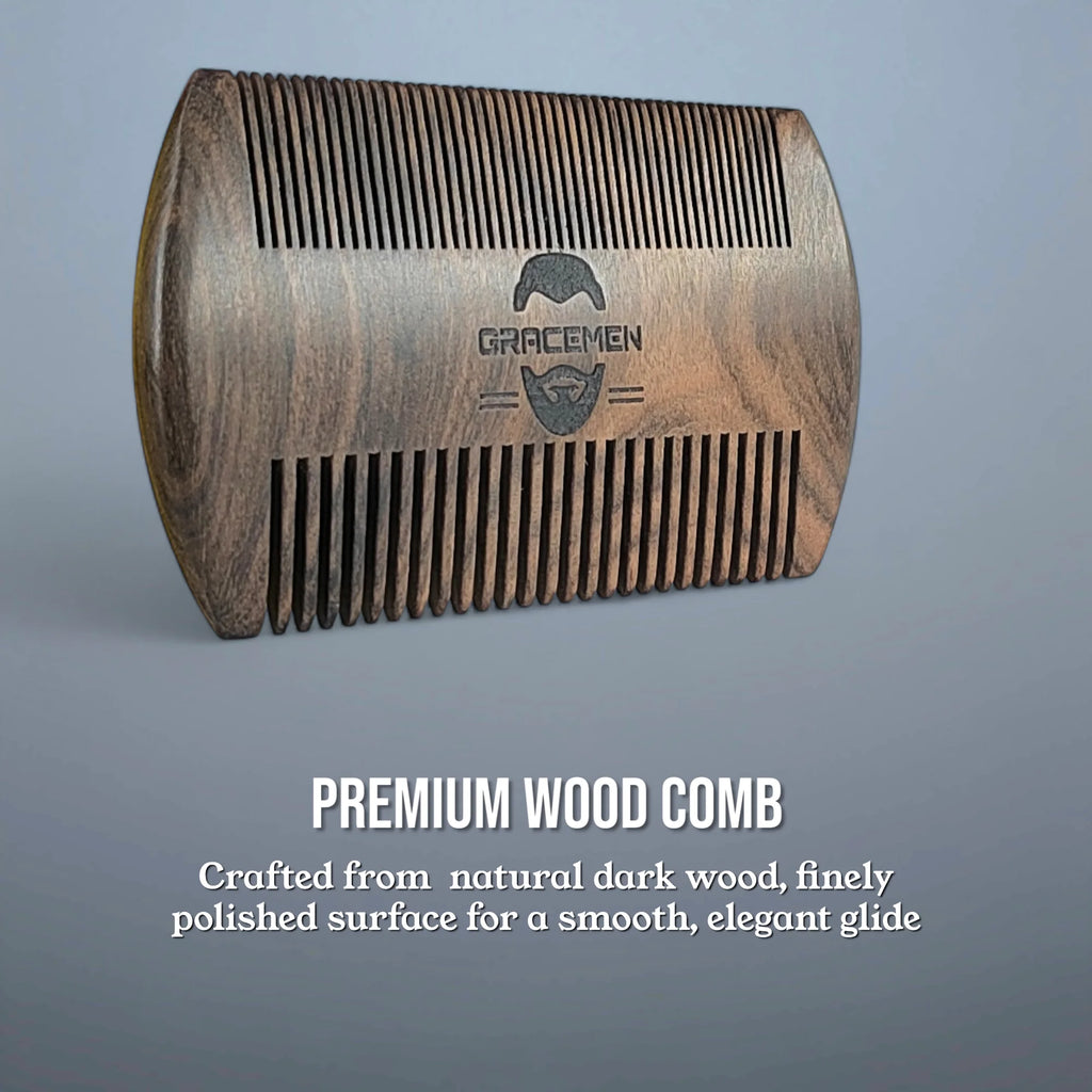 Beard Kit - Retro Beard Brush & Dark Wooden Comb