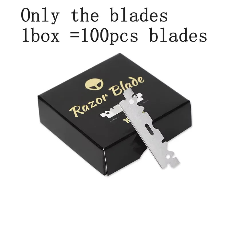 Tan wood handle blade shaving razors