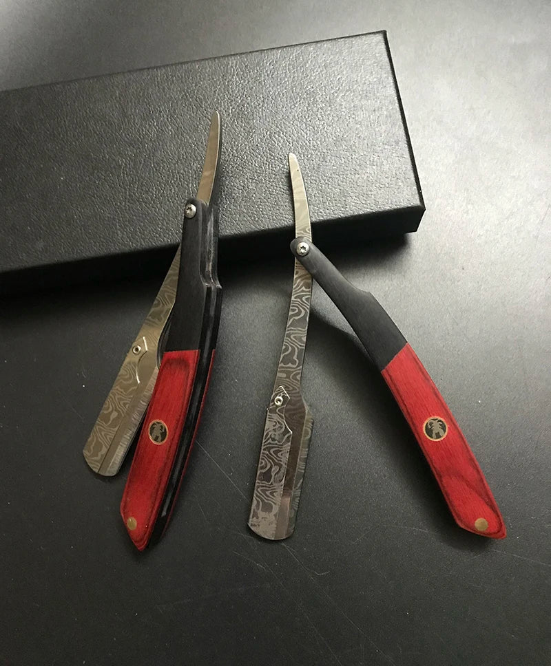 Tan wood handle blade shaving razors