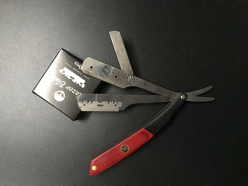 Tan wood handle blade shaving razors