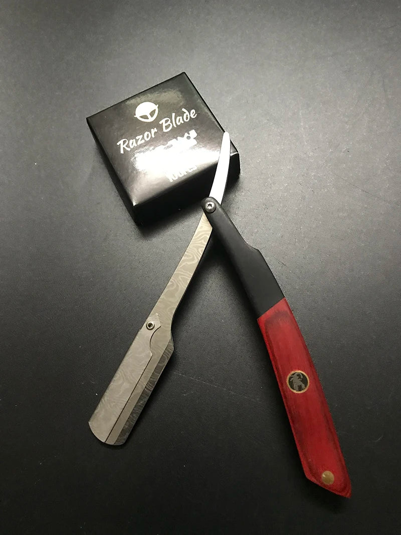 Tan wood handle blade shaving razors