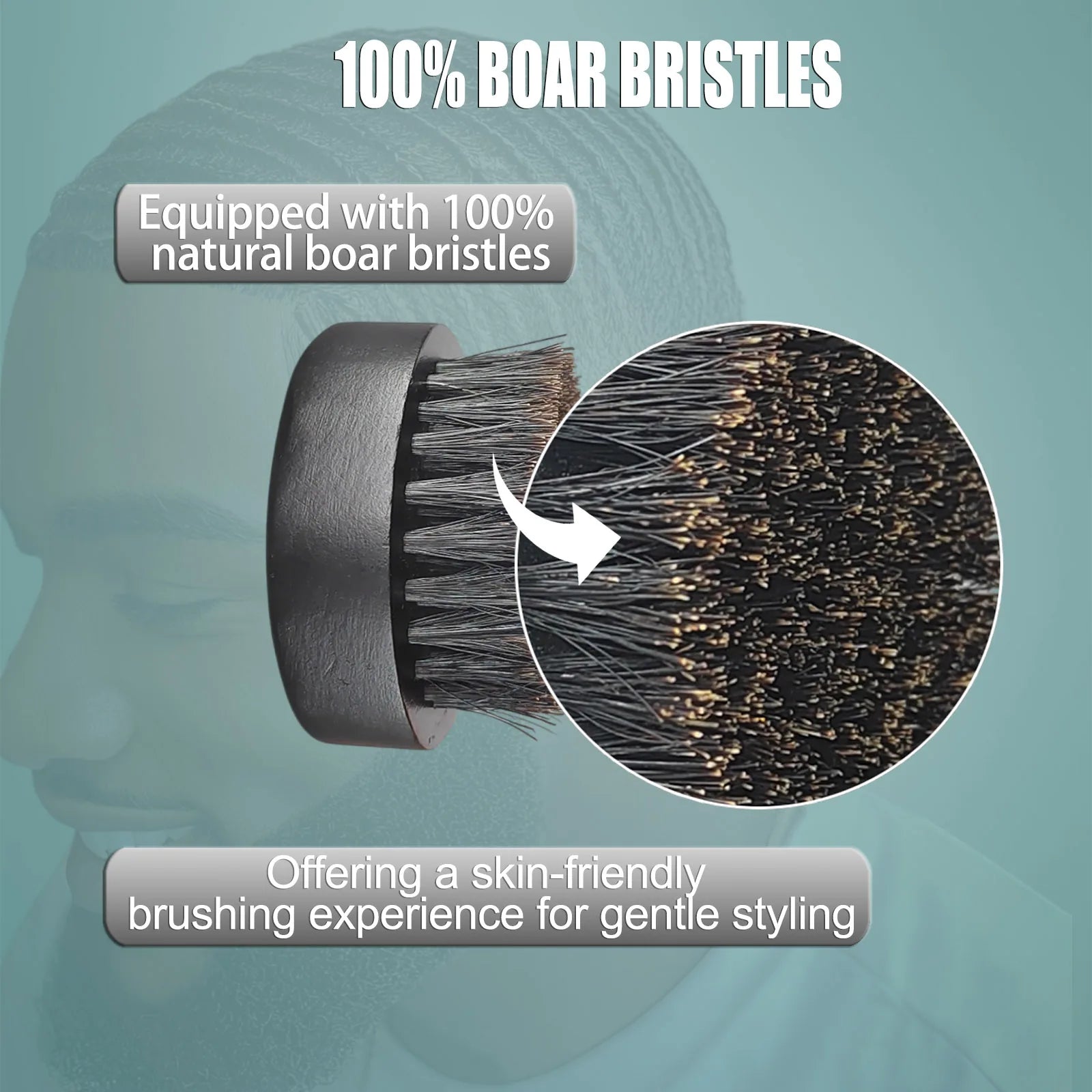 Black Beard Brush Grooming Facial Brush