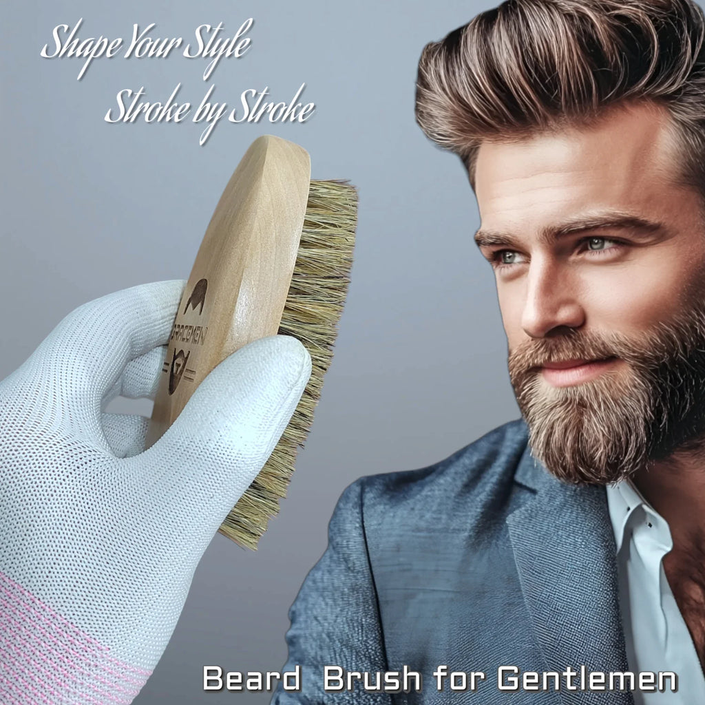 Beard Brush 100% Boar Bristles and Natrual Wooden Handle