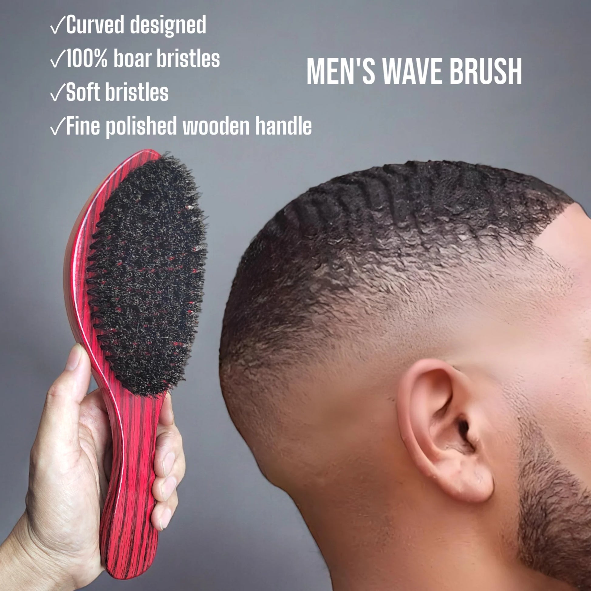 360° Wave Brush Red Color Wooden