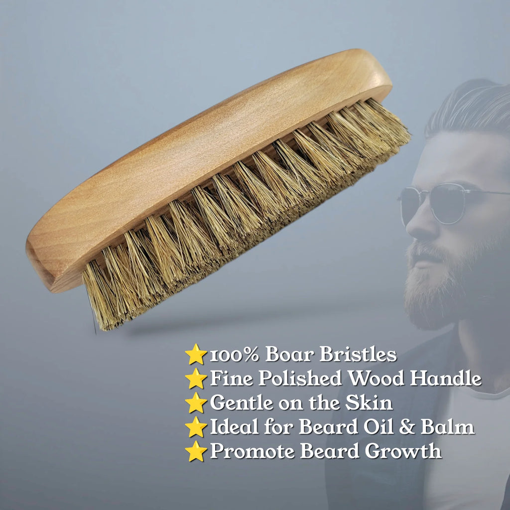 Beard Brush 100% Boar Bristles and Natrual Wooden Handle
