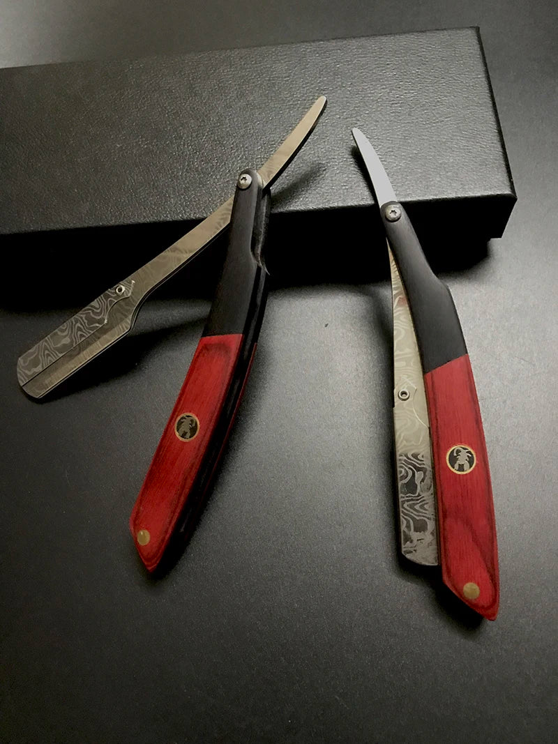 Tan wood handle blade shaving razors