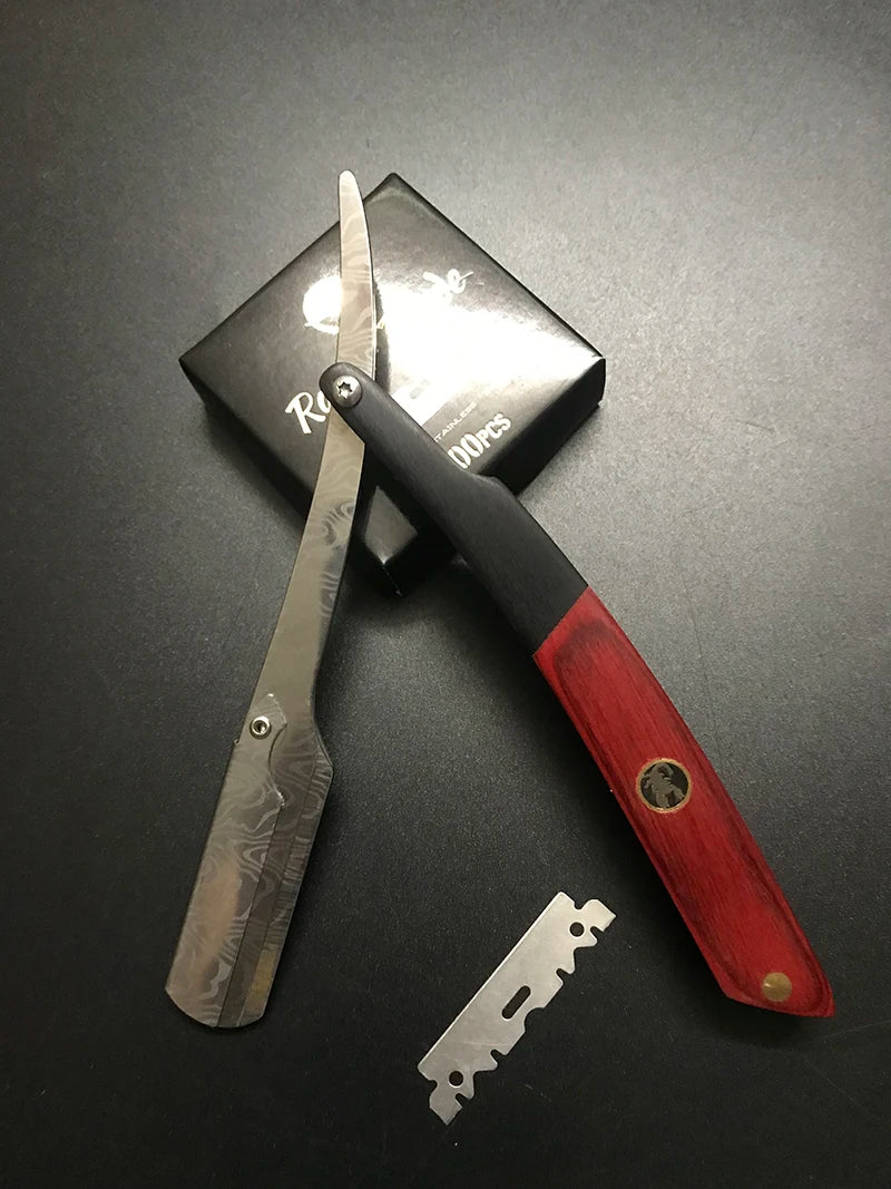 Tan wood handle blade shaving razors