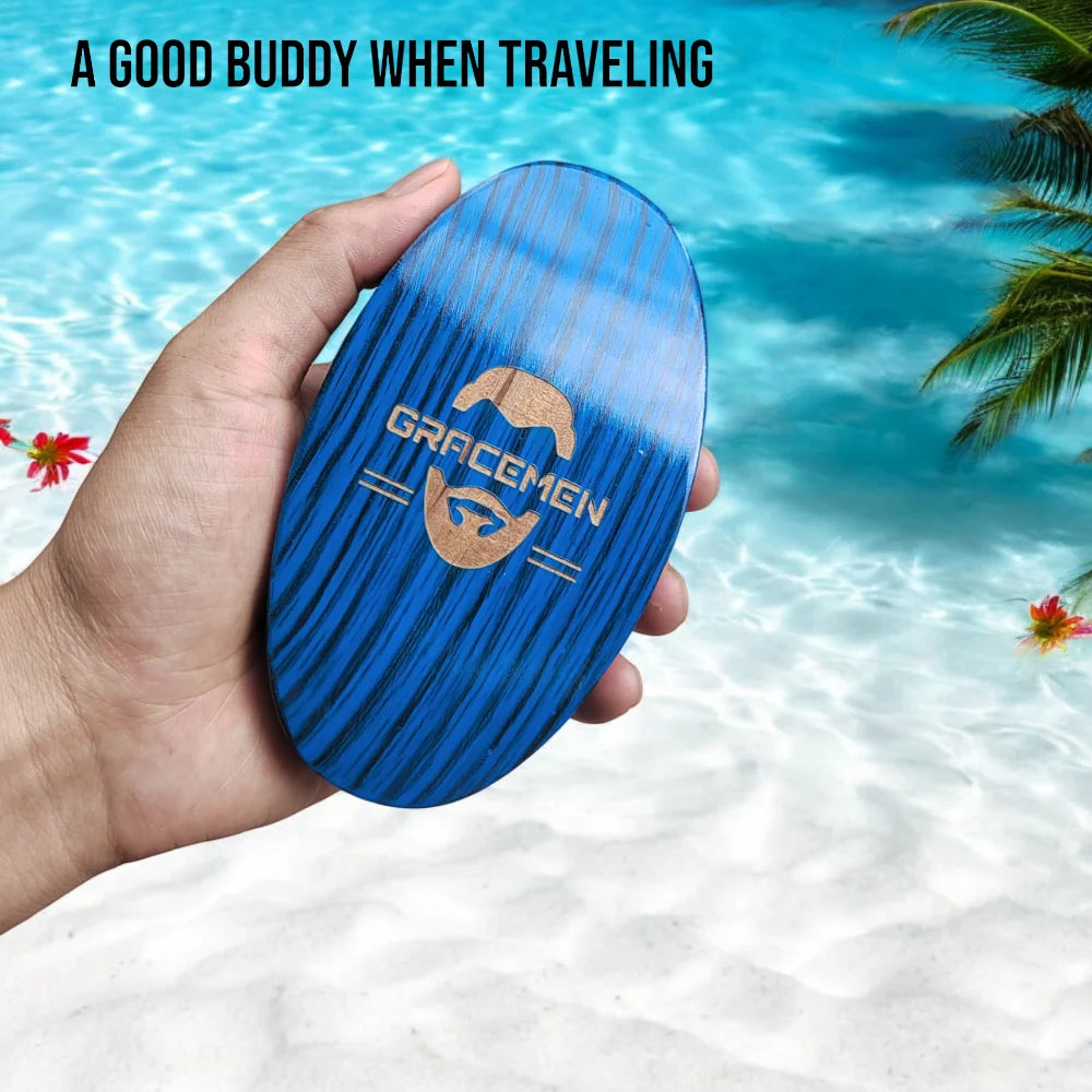 360 Wave Brush for Men Curved Wooden Handle