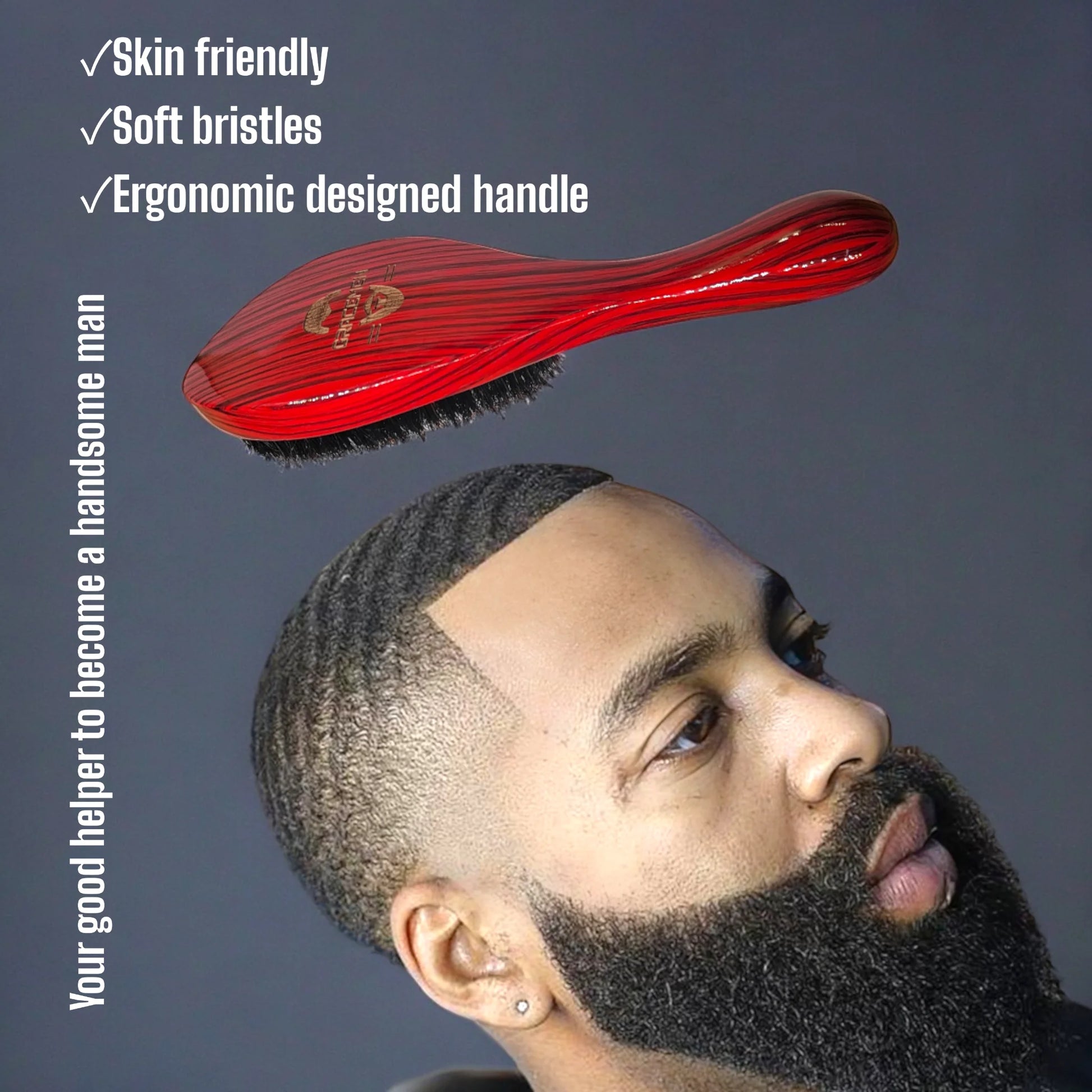 360° Wave Brush Red Color Wooden