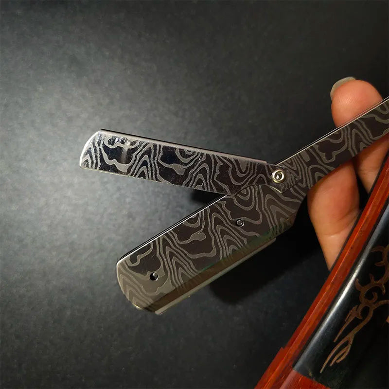 Tan wood handle blade shaving razors