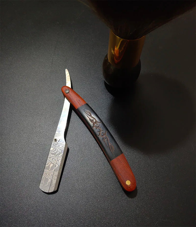 Tan wood handle blade shaving razors