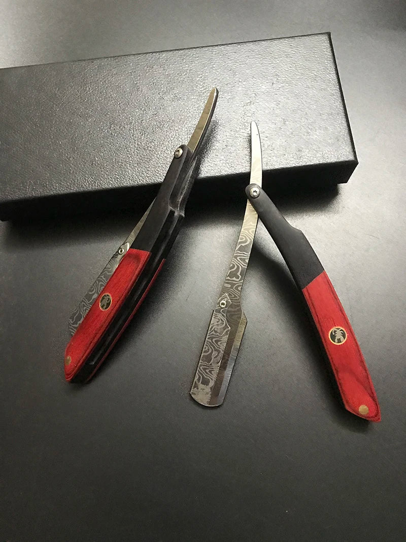 Tan wood handle blade shaving razors