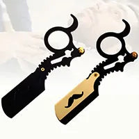 Tan wood handle blade shaving razors