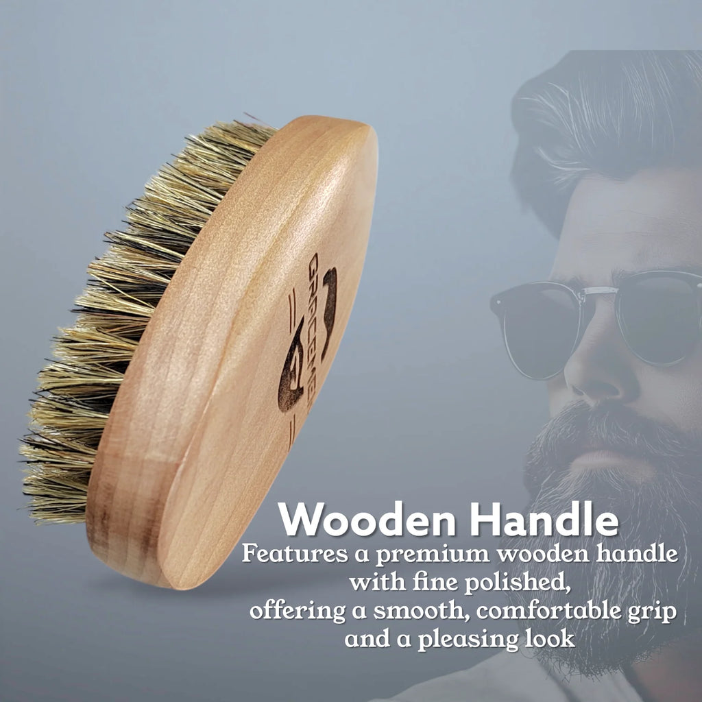 Beard Brush 100% Boar Bristles and Natrual Wooden Handle