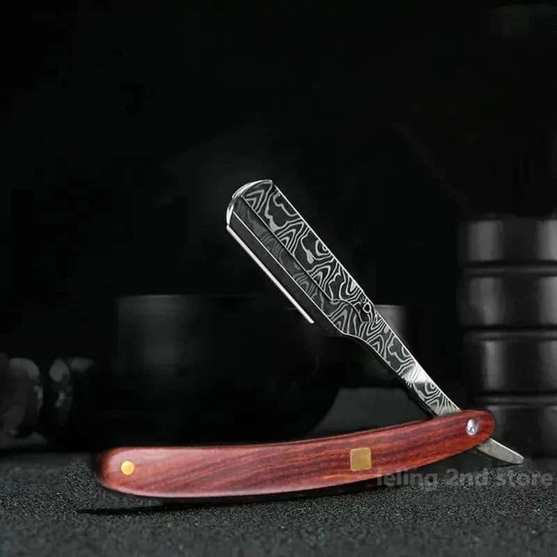 Tan wood handle blade shaving razors