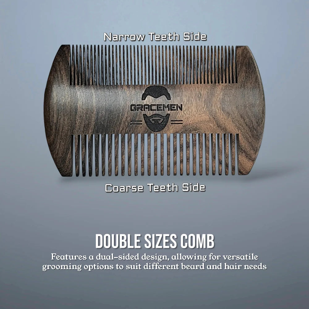 Beard Kit - Retro Beard Brush & Dark Wooden Comb