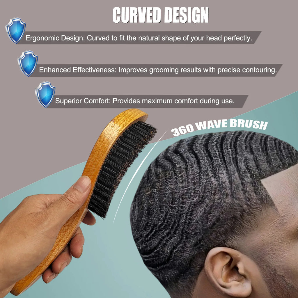 360 Wave Brush 100% Boar Bristle