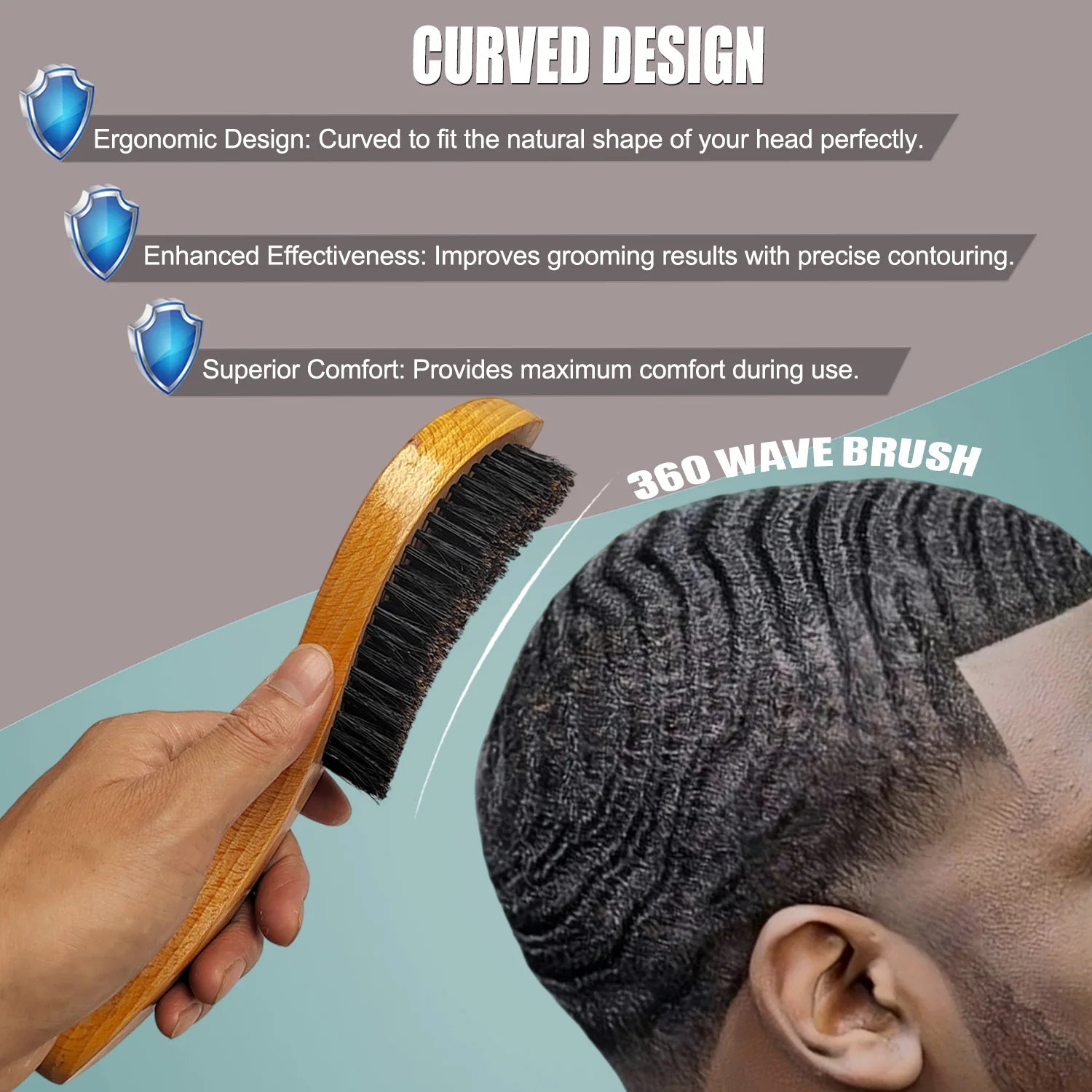 360 Wave Brush 100% Boar Bristle