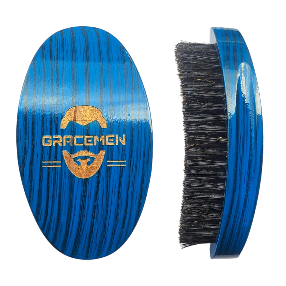 360 Wave Brush for Men Curved Wooden Handle