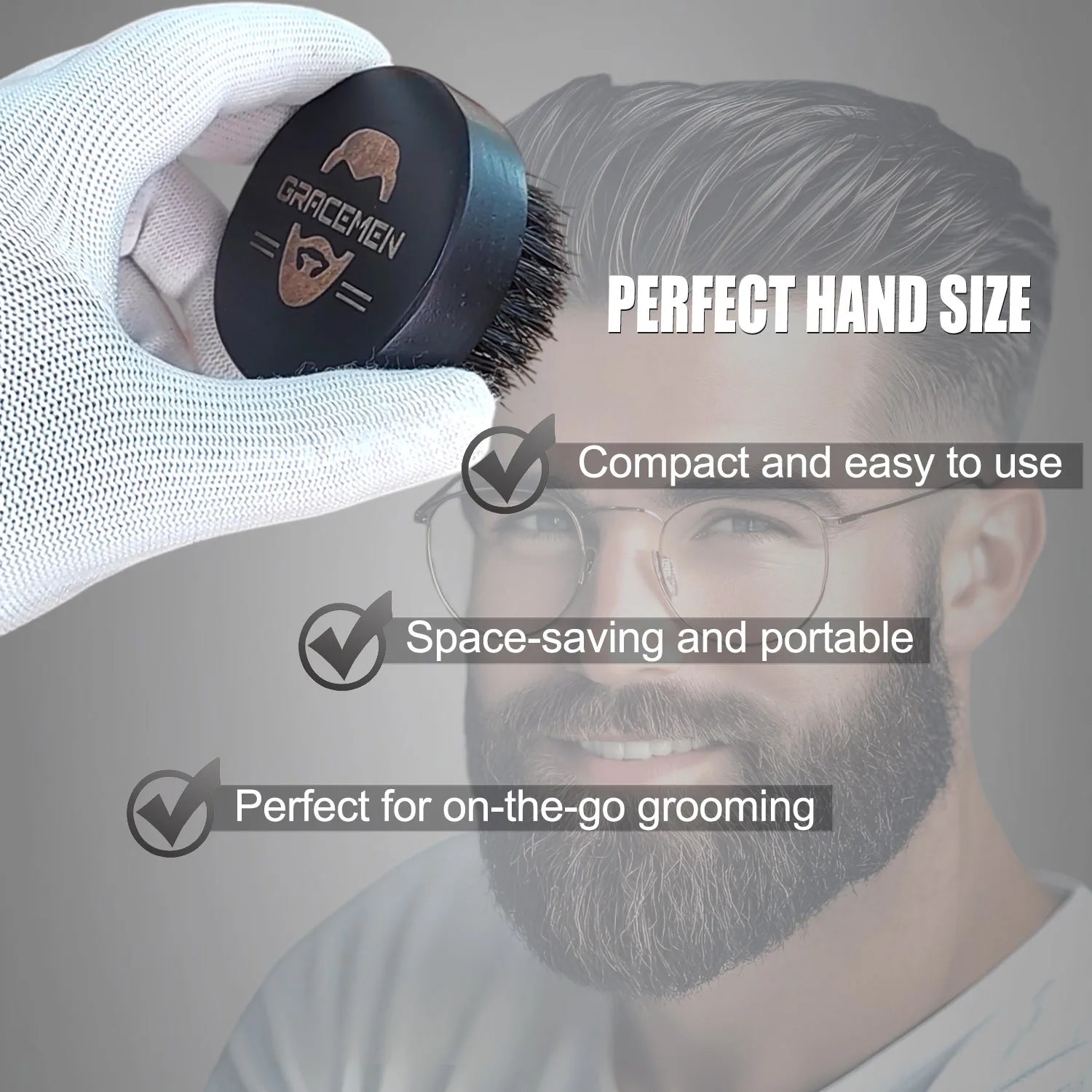 Black Beard Brush Grooming Facial Brush