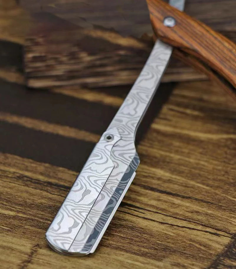 Tan wood handle blade shaving razors