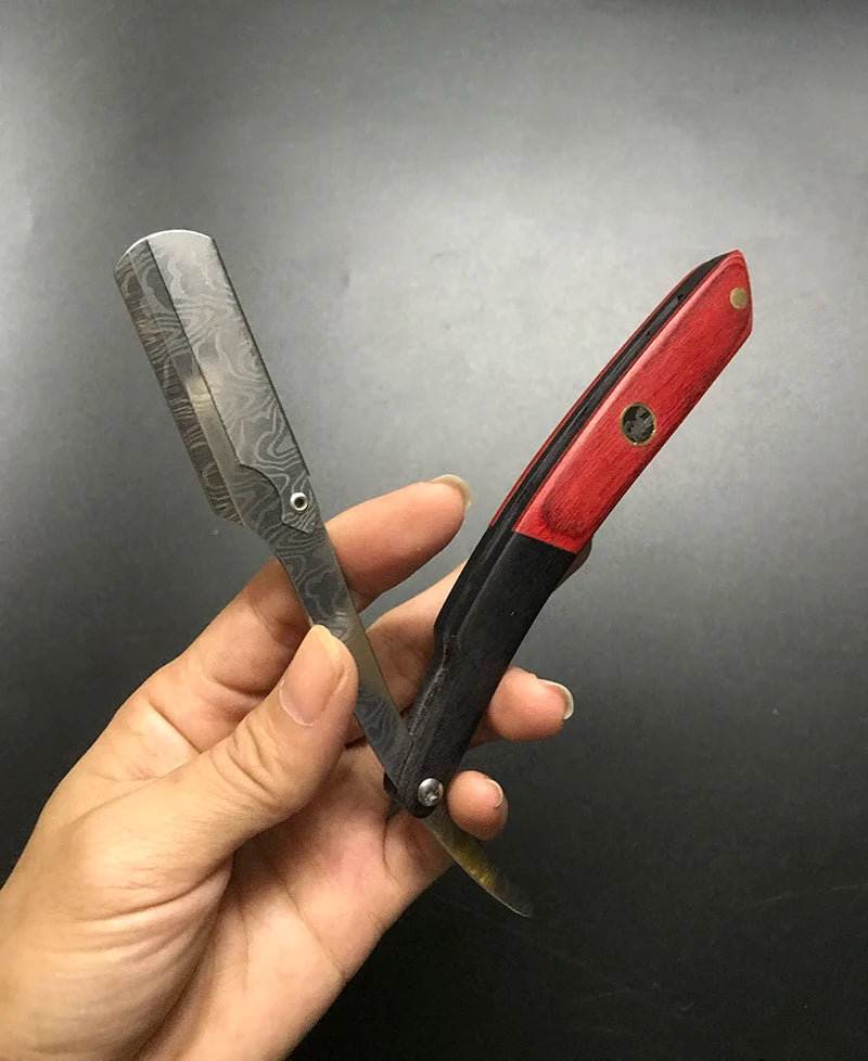 Tan wood handle blade shaving razors