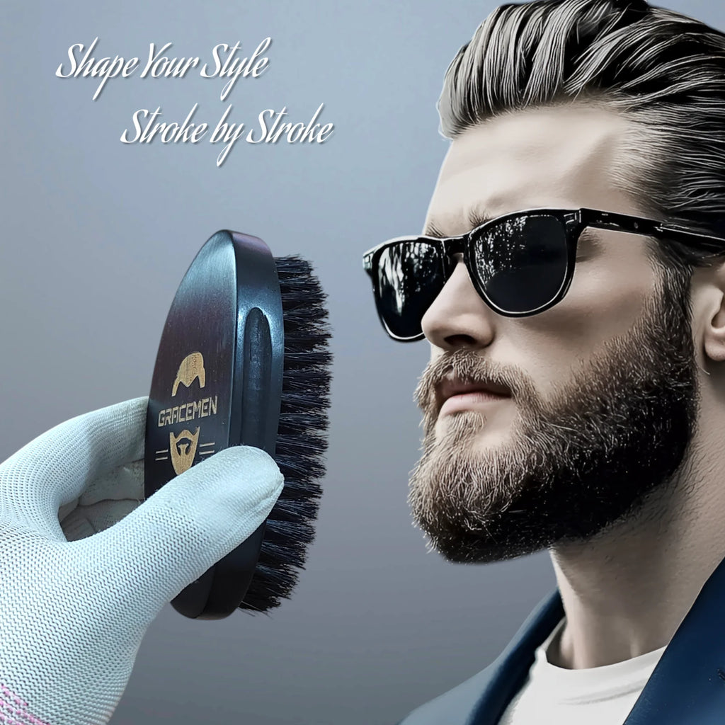 Black Beard Brush - Wooden Handle