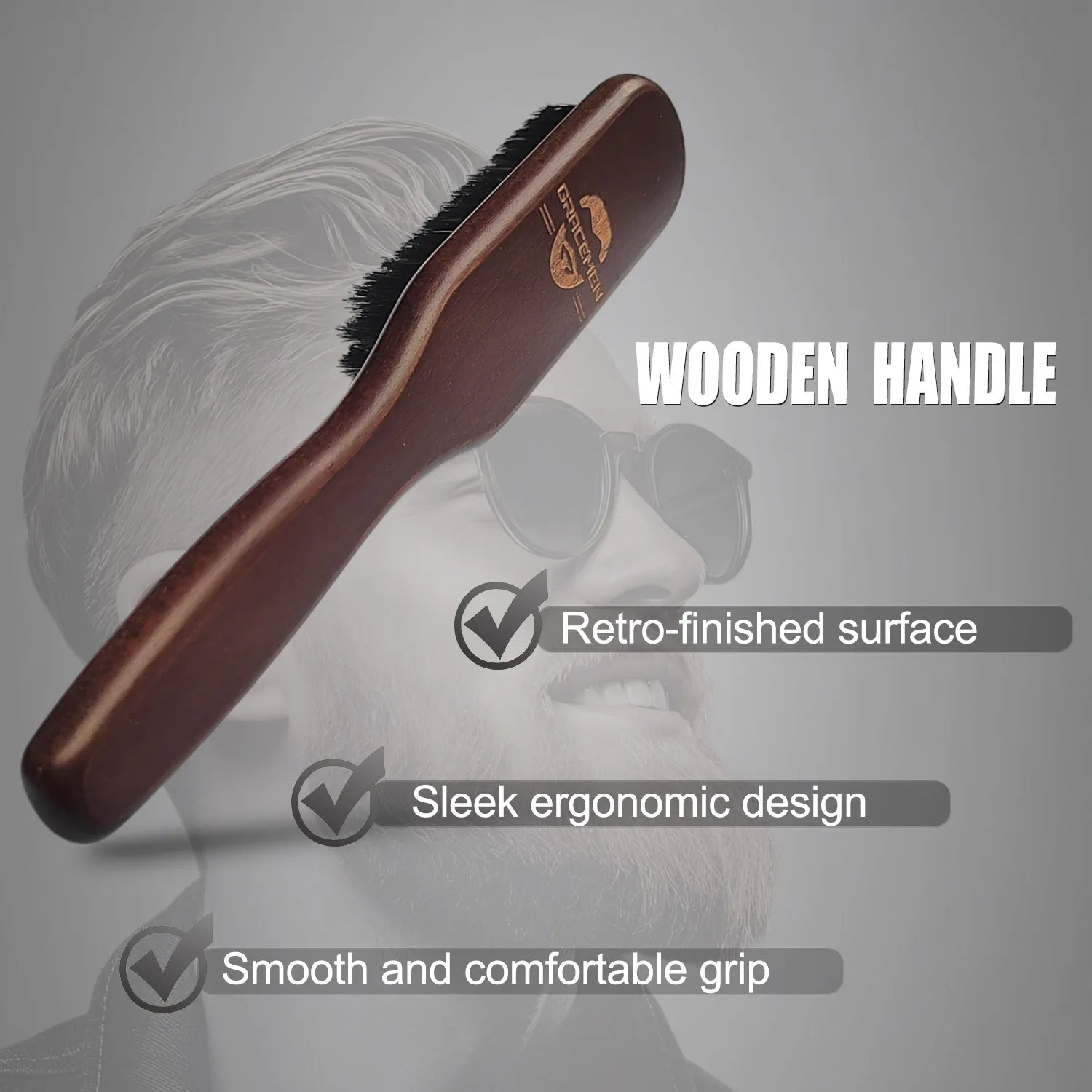 Beard Brush Retro Wood Handle