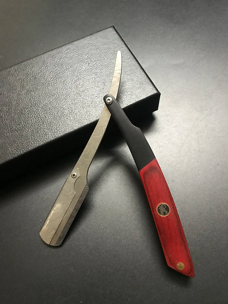 Tan wood handle blade shaving razors