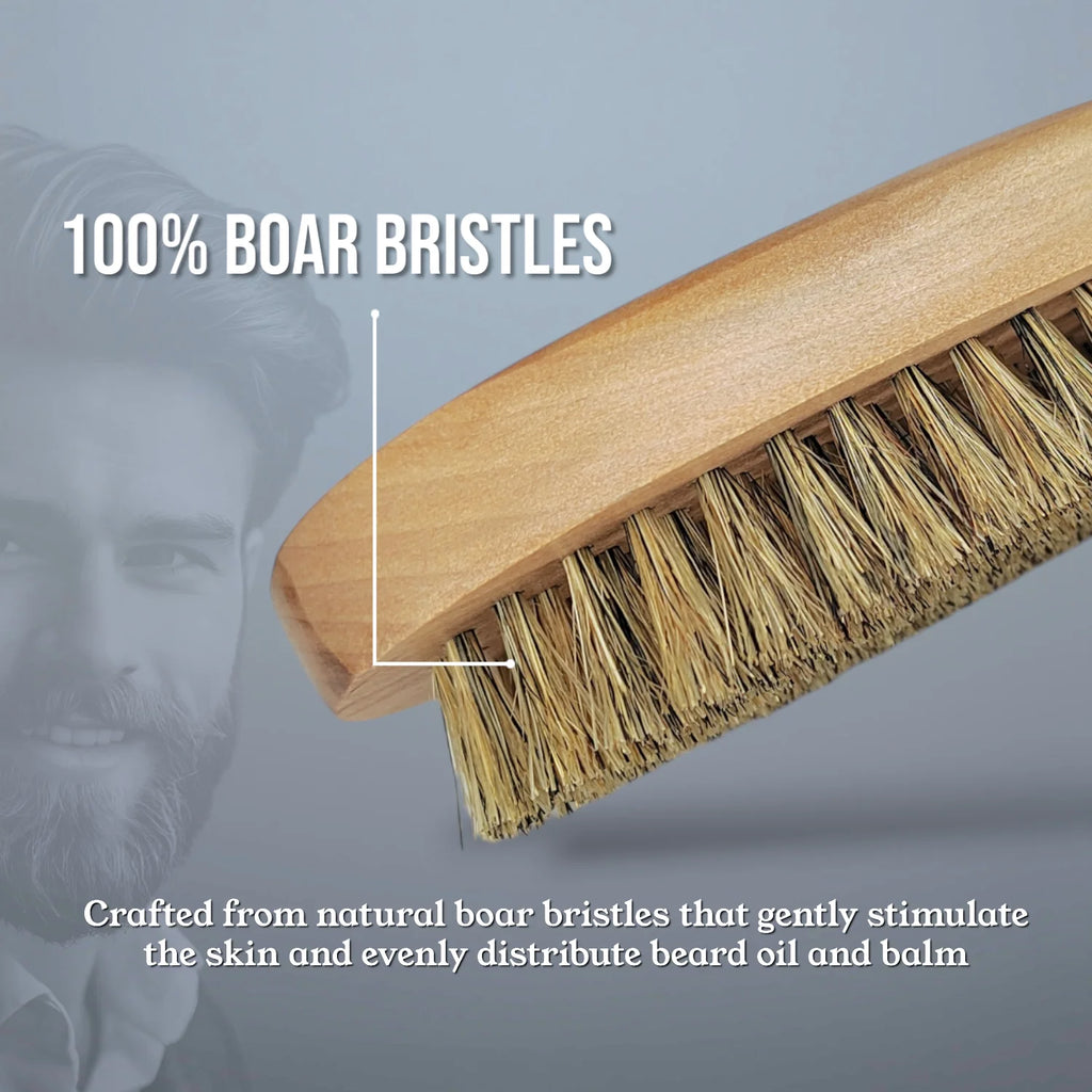 Beard Brush 100% Boar Bristles and Natrual Wooden Handle
