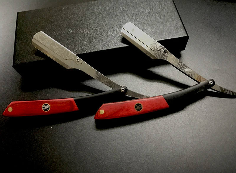 Tan wood handle blade shaving razors