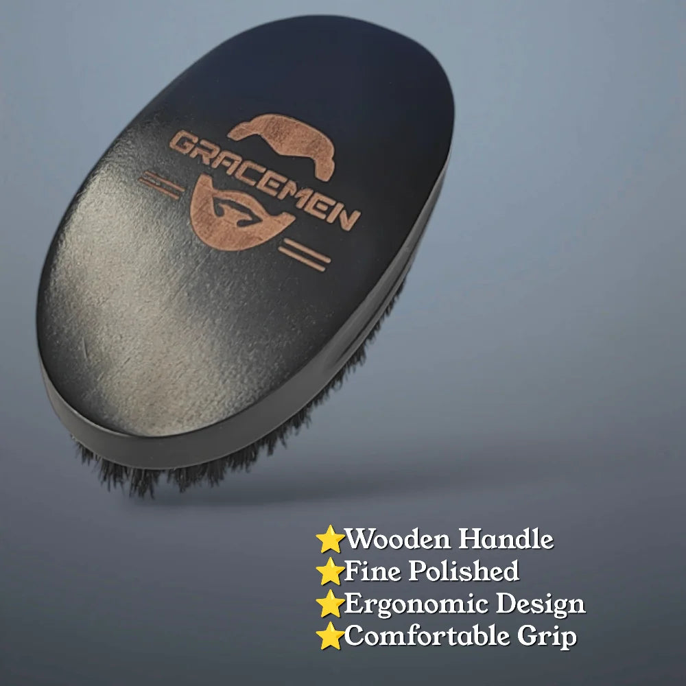 Black Beard Brush - Wooden Handle