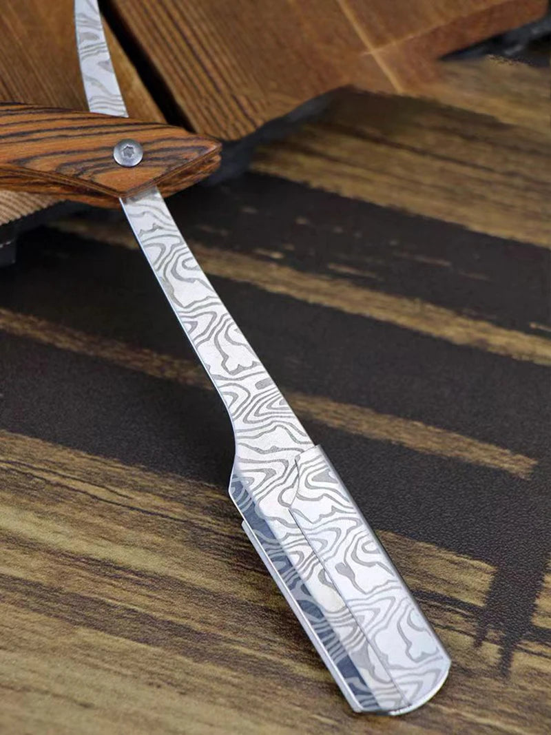 Tan wood handle blade shaving razors