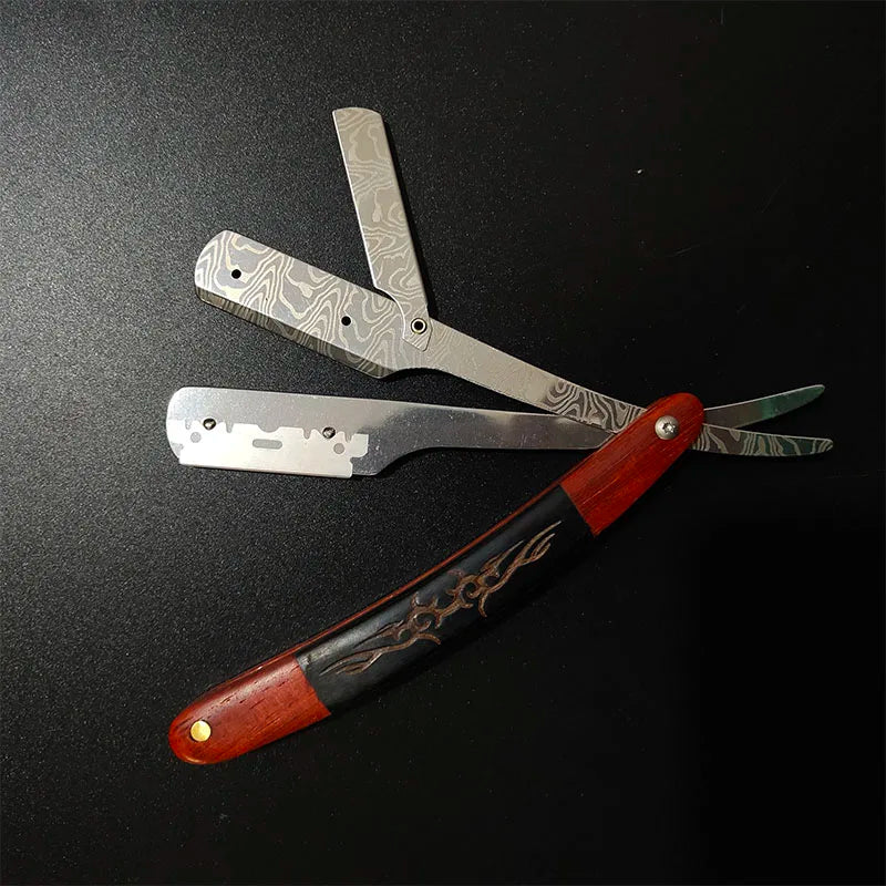 Tan wood handle blade shaving razors