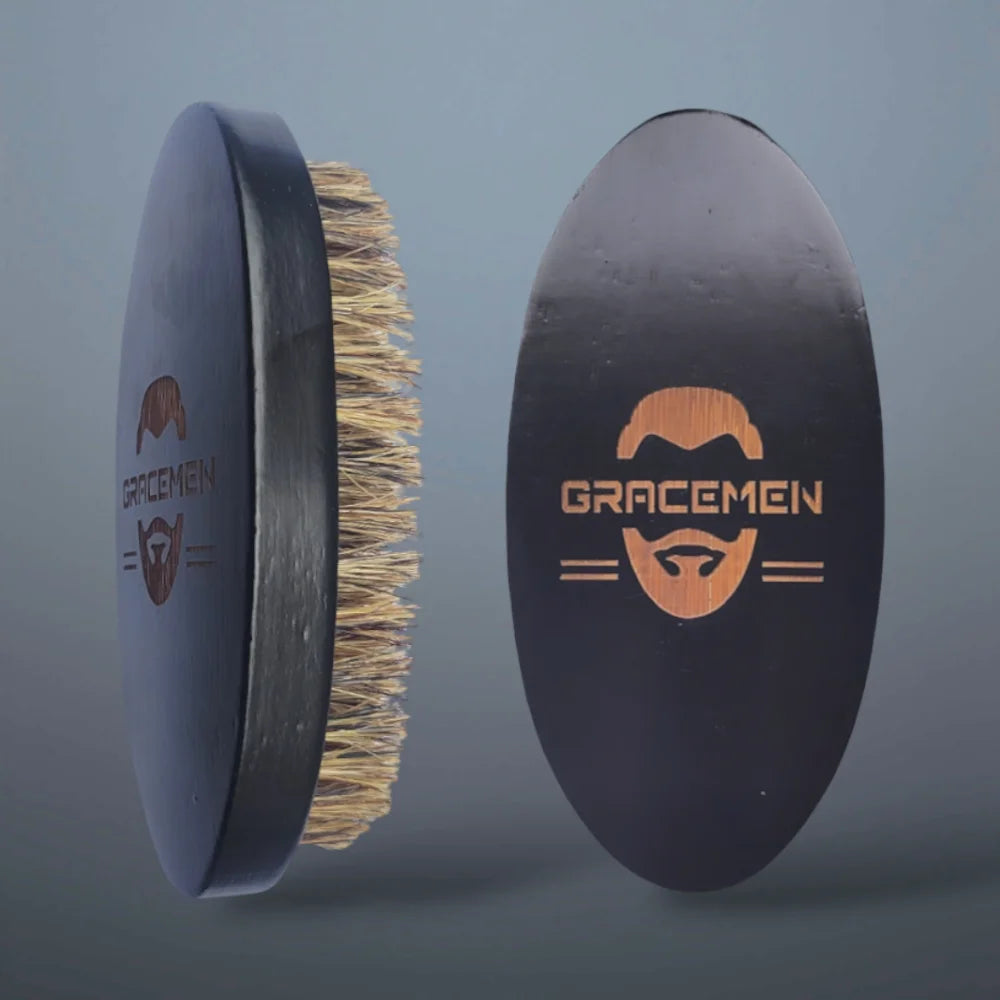 Gracemen Beard Brush - Small Natural Wooden Handle