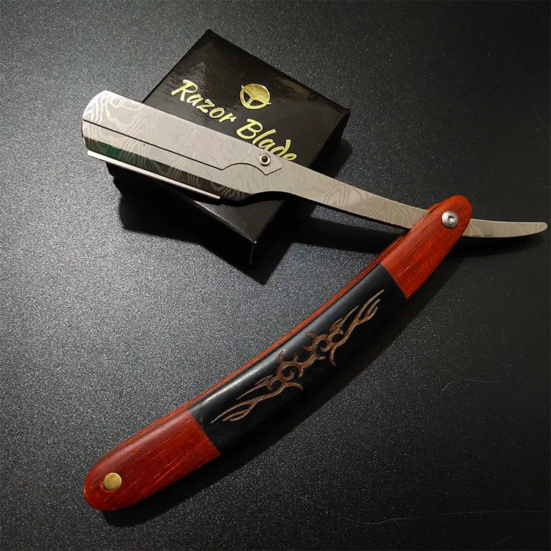 Tan wood handle blade shaving razors