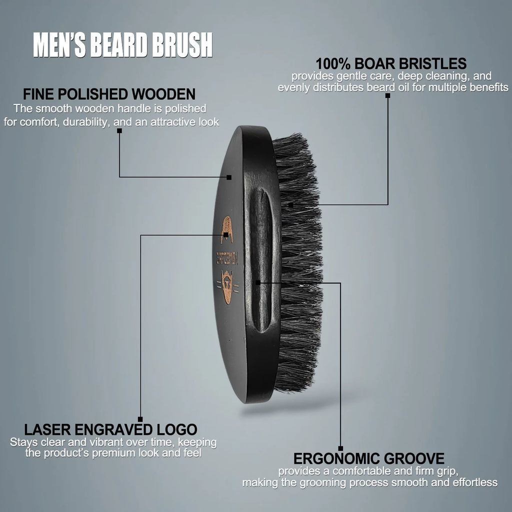 Black Beard Brush - Wooden Handle
