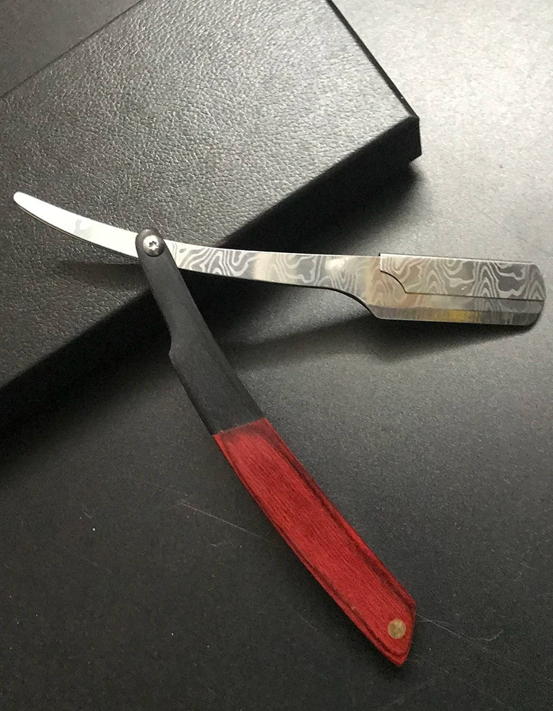 Tan wood handle blade shaving razors