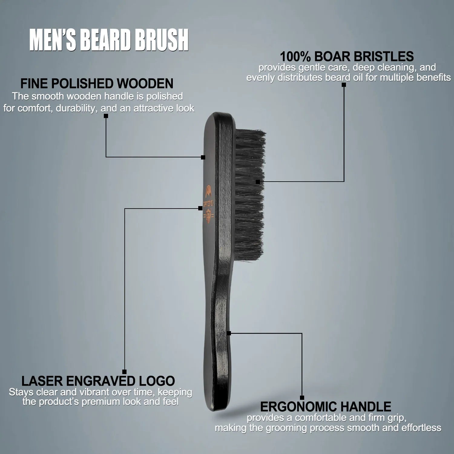 Mini Beard Brush Black Color Wood