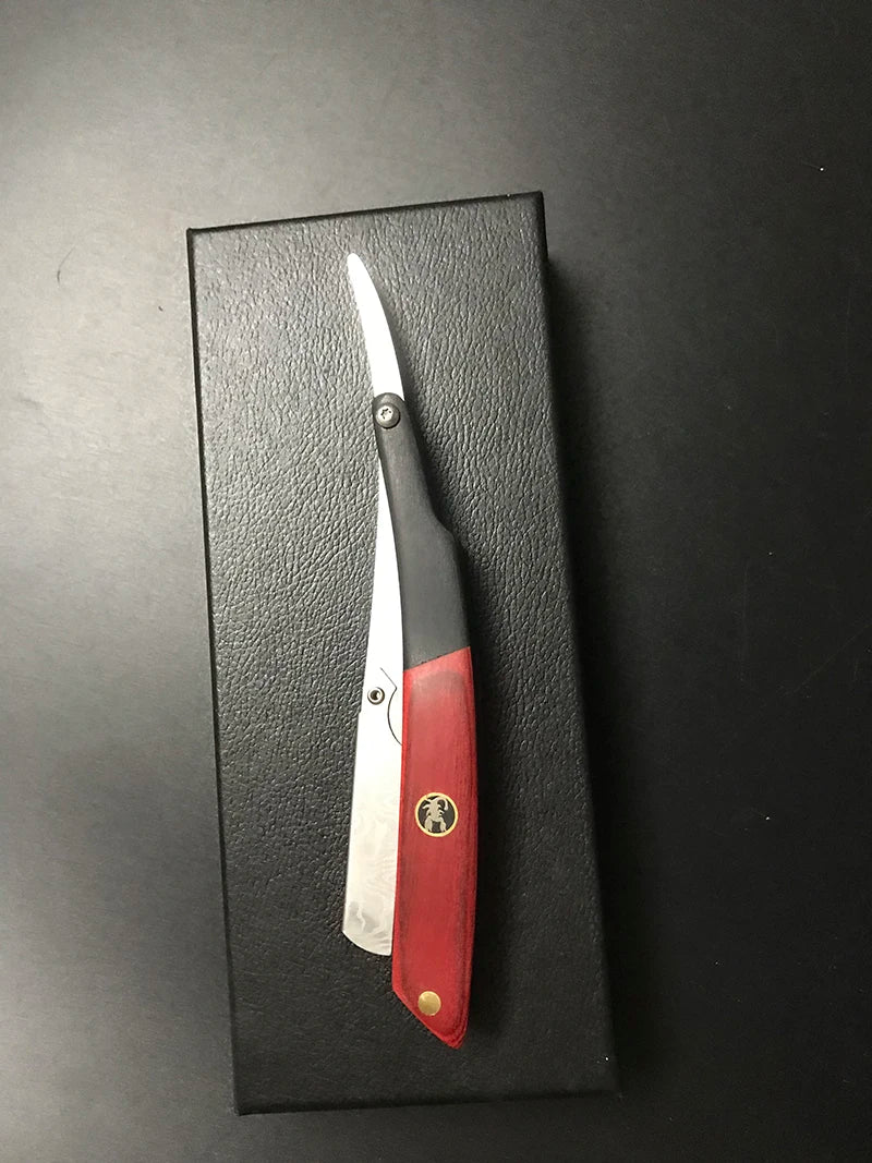 Tan wood handle blade shaving razors