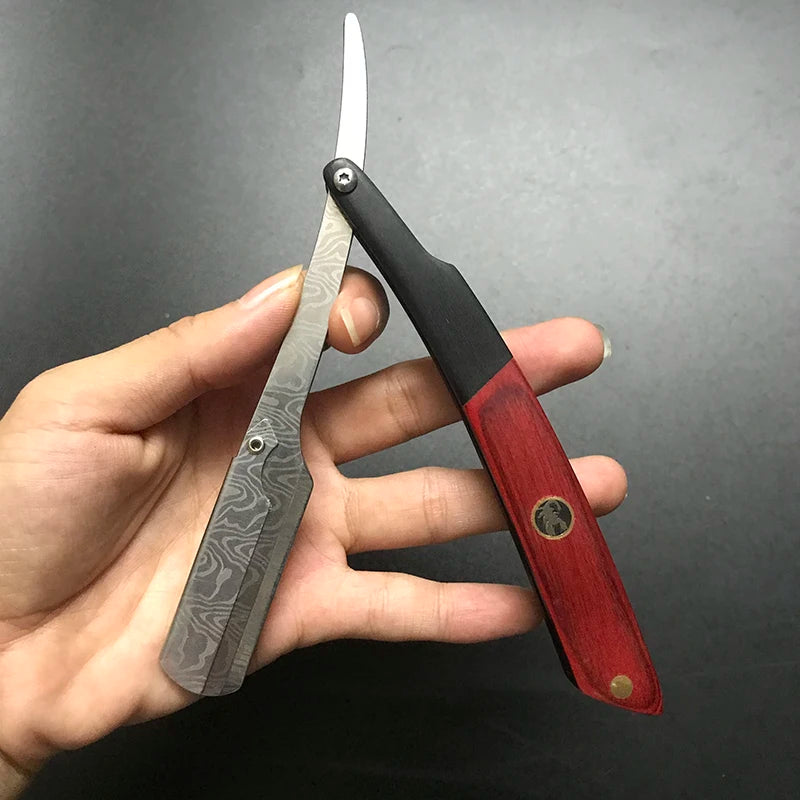 Tan wood handle blade shaving razors