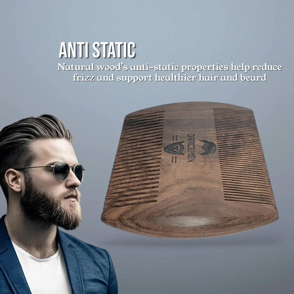 Beard Kit - Retro Beard Brush & Dark Wooden Comb
