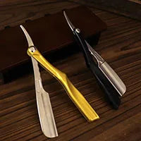 Tan wood handle blade shaving razors