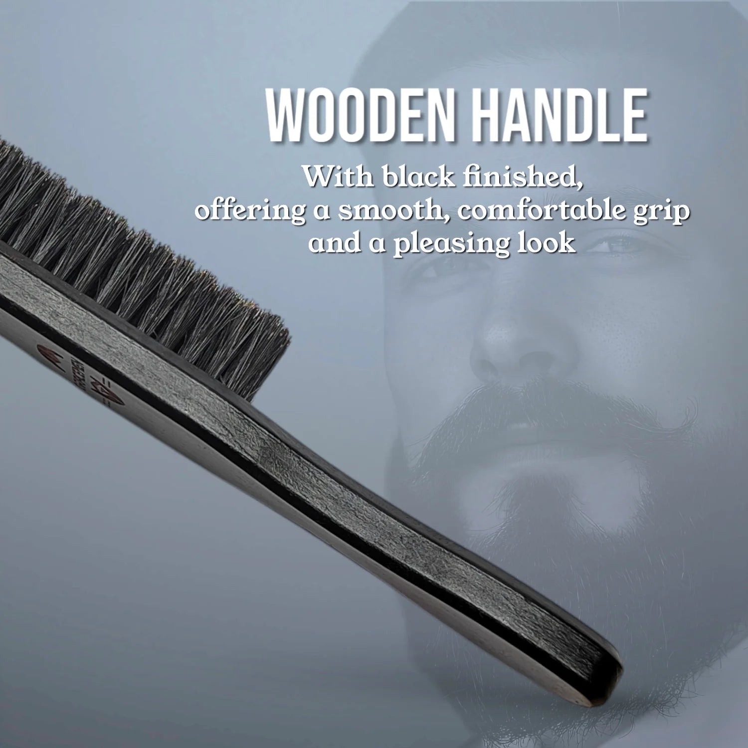 Mini Beard Brush Black Color Wood
