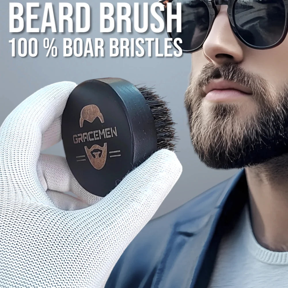 Black Beard Brush Grooming Facial Brush